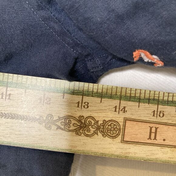 Janie & Jack Boy's Shirt 3 Blue Linen Embroidered Sea Horse Coastal Beach Preppy - Picture 7 of 12